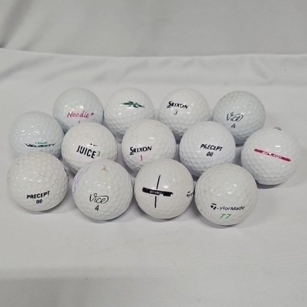 Mixed Golf Ball Lot 13pc TaylorMade Nike Srixon Vice Noodle Precept White Used